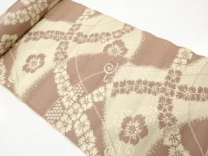 アンティーク　花模様織り出し　八寸帯地反物